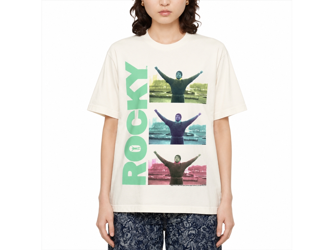 Rockinstone Rocky Movie Triple Victory Solid Natural Adult T-shirt Size:xxxl