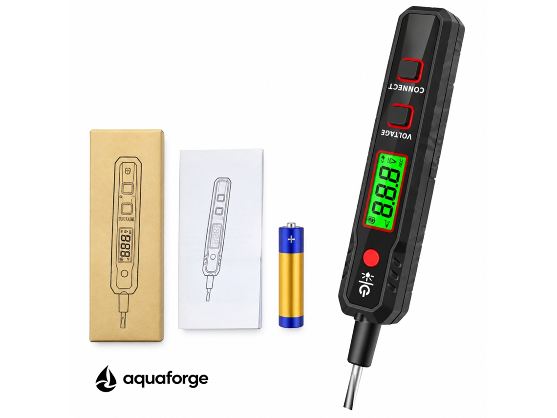 Caneta De Teste Digital Aquaforge Ht89 Com Ecrã Lcd E Teste De Continuidade Para Eletricistas E Instalações Elétricas
