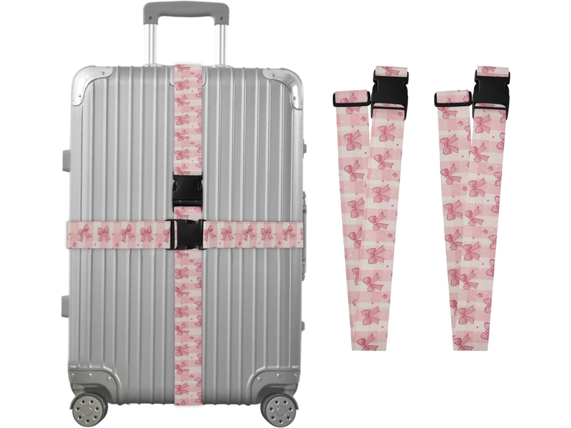 Conjunto De 2 Lindas Alças Bagagem Com Estampa Estrelas Rosa Para Malas, Alças De Viagem, Acessórios Para Cintos