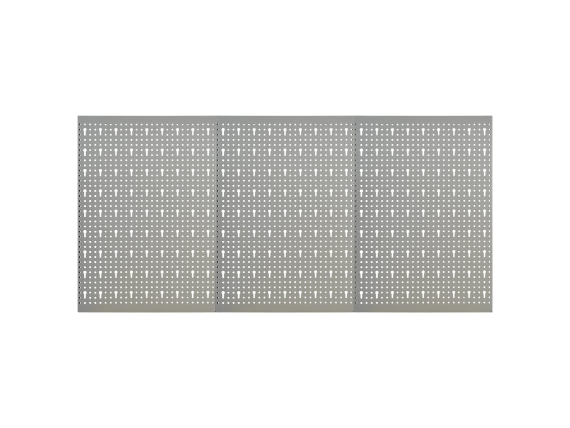vidaXL Placas perfuradas de parede 3 pcs 40x58 cm aço