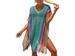 Camiseta De Praia Para Mulher Com Mangas De Renda Boêmia, Cobertura De Biquíni, Rede, Tamanhos M, L, Xl