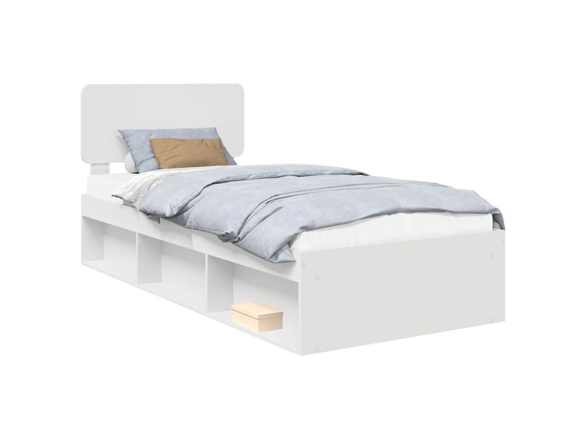 Conjunto 1 Estrutura De Cama De Quarto Vidaxl Branco Derivados De Madeira (75 X 190 Cm)