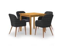 Vidaxl 5 Pcs Conjunto De Jantar Para Jardim Preto