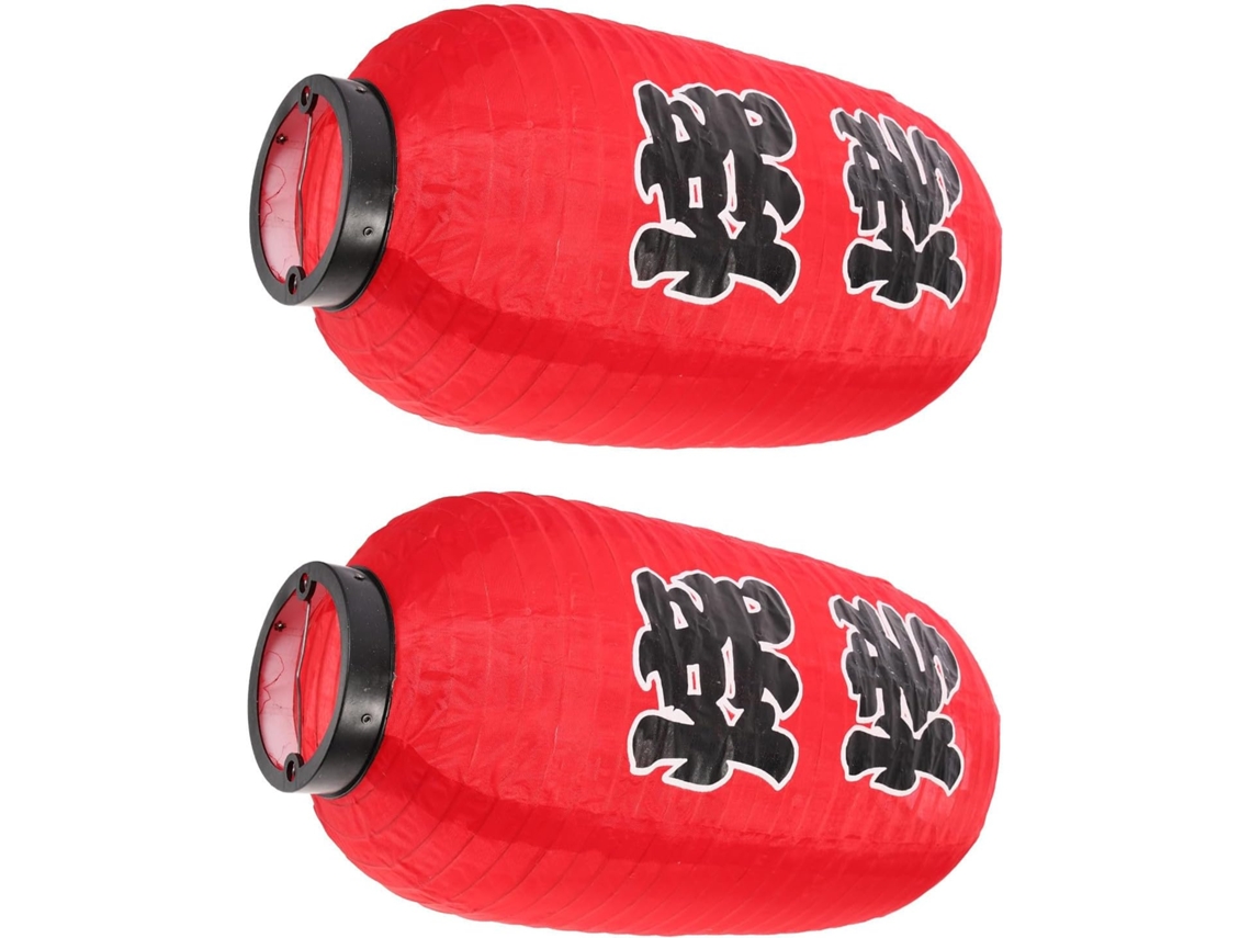 Lanterna Decorativa Japonesa Vermelha, Conjunto De 2, Plástico E Ferro.