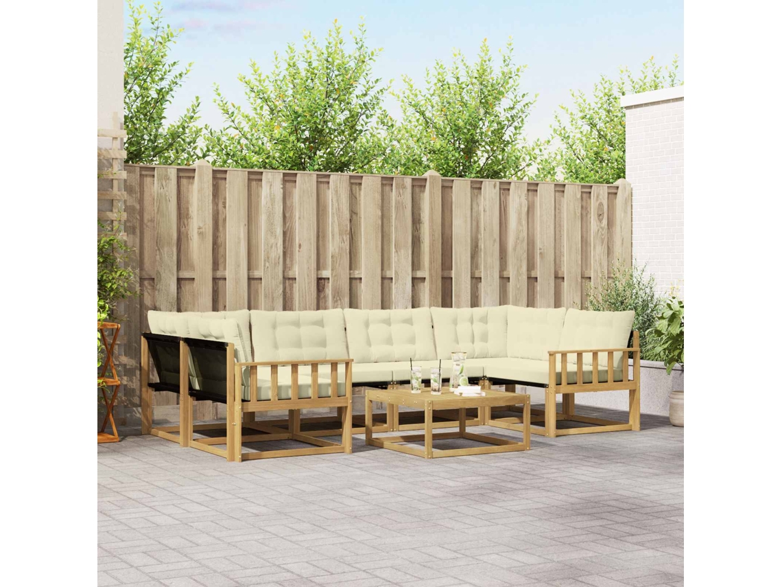 Vidaxl Conjunto De Sofás Para Exterior 7 Unid. Branco E Creme