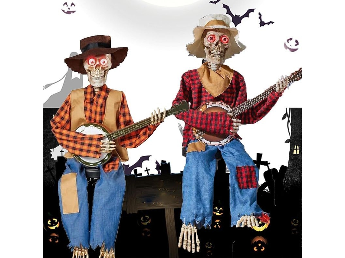 Decoração de Halloween Guitarra Caveira Luminosa S/MARCA