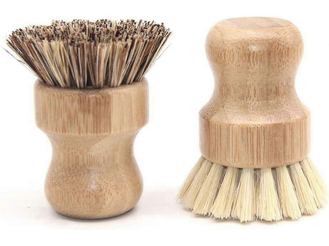 2 Escovas De Cozinha De Bambu, Mini Kit De Esfregões De Limpeza Para Louça