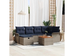 Vidaxl Conjunto De Sofá De Jardim Com Almofada 7 Pcs Cinzeto Vime Pe