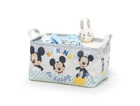 Caixa de armazenamento - Domopak Living - Mickey Mouse - Tecido multicolorido - 32x23x19 cm - Alças práticas