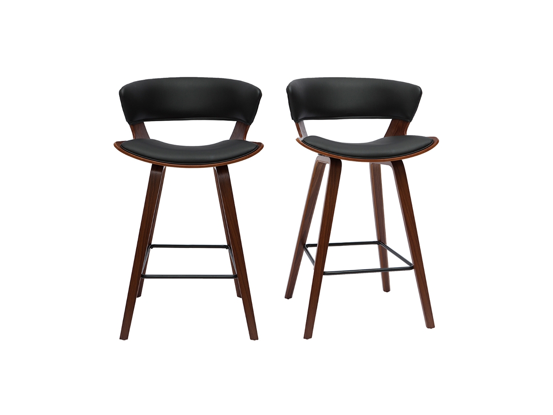 Conjunto de 2 bancos de cozinha design preto com madeira escura 65 cm Syrah MILIBOO