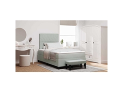 Vidaxl Cama Box Com Cabeceira Cinzento-claro 200 X 120 Cm Veludo