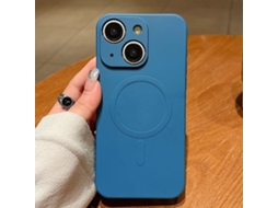 Capa Magsafe Para Iphone 14 - Silicone Líquido Com Cor Sólida | Magnética - Azul Royal