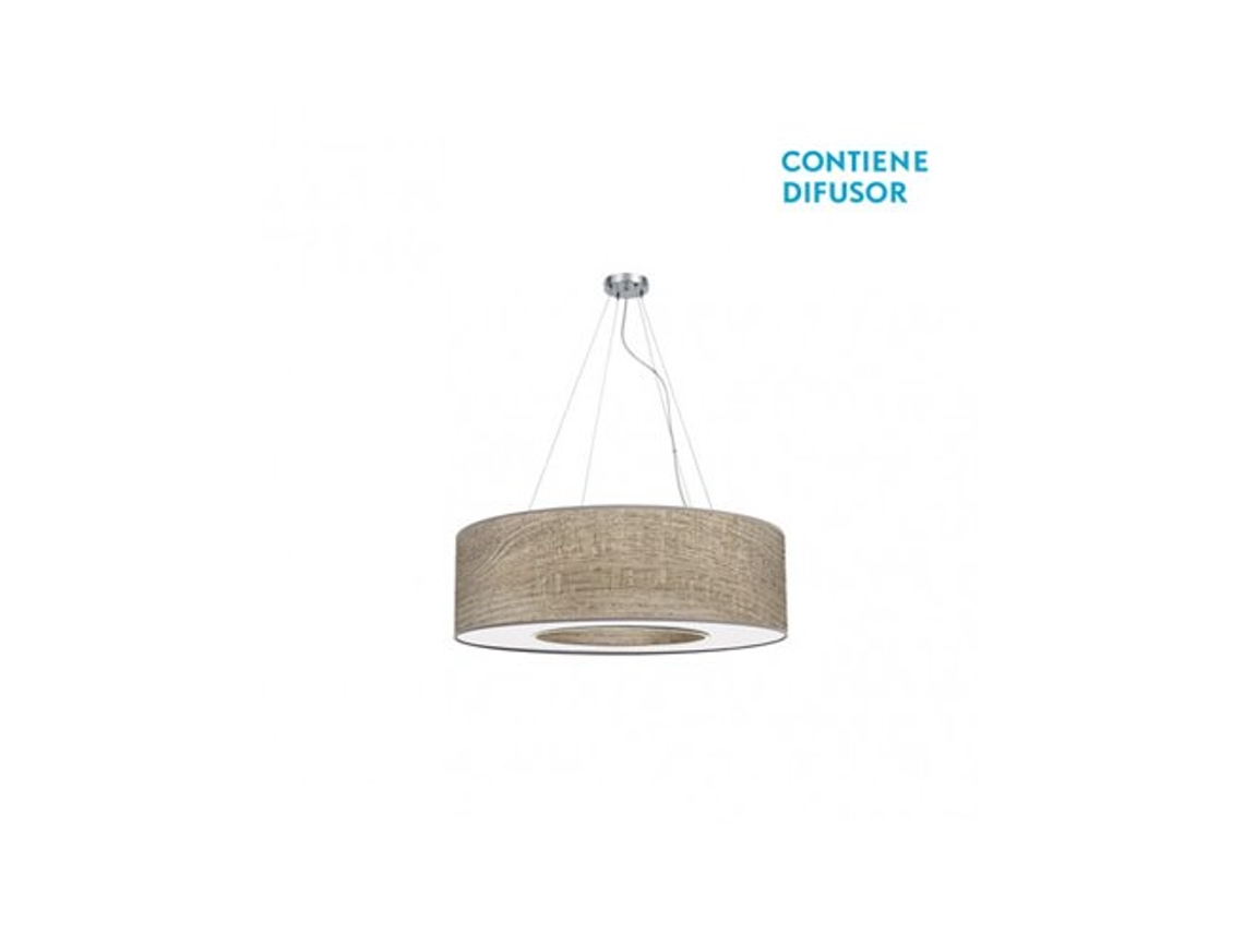 Candeeiro Suspenso Pequeno Haiti Cromo/cinzento Madeira 4xe27 Fabrilamp (40<120xø50x50cm)