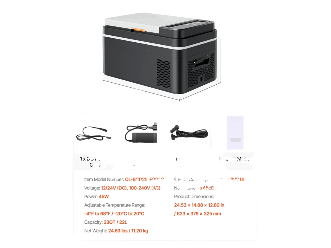 Refrigerador de Carro com Compressor, Controle por App, 22l Preto OEM
