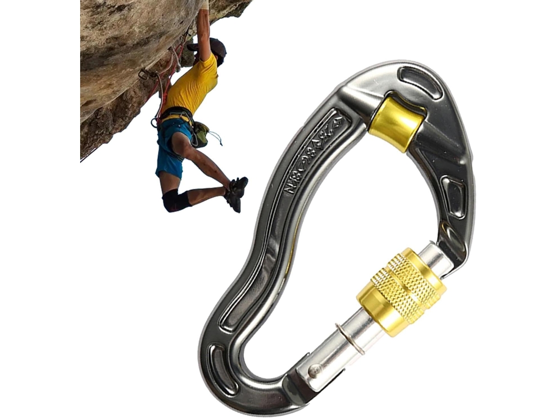 Mosquetão de escalada com trava, resistente, seguro, com clipes.