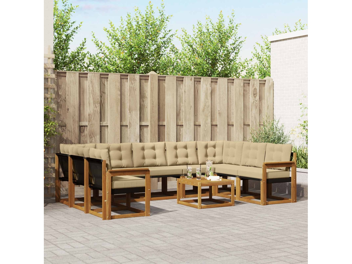 Vidaxl Conjunto De Sofás Para Exterior 10 Unid. Natural E Bege