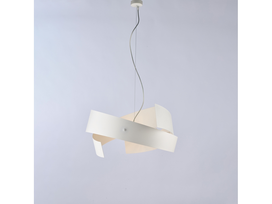 Candeeiro De Suspensão Elisa Em Ferro Lacado Branco Cortado A Laser Com Cabo De Aço Regulável 3 Luzes 128 Ø57 Bl226 3 Bco Belight