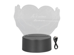 Lâmpada Mesa 3d Coração Mão Led 7 Cores Toque Usb Presente
