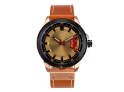 Relógio de pulso masculino Curren, modelo Fashion Quartz, com pulseira de couro à prova d'água.