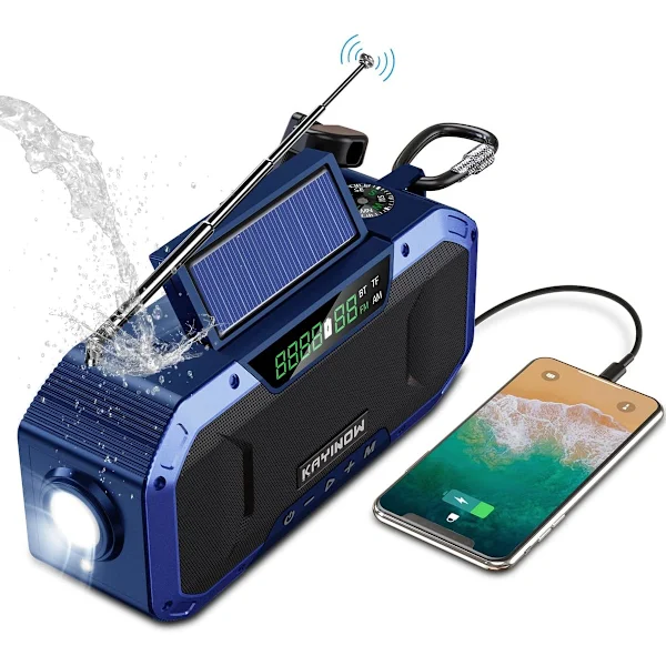 Rádio Bluetooth Portátil AQUAFORGE com Alto-falante à Prova D'Água IPX5, Bateria Recarregável 5000mAh