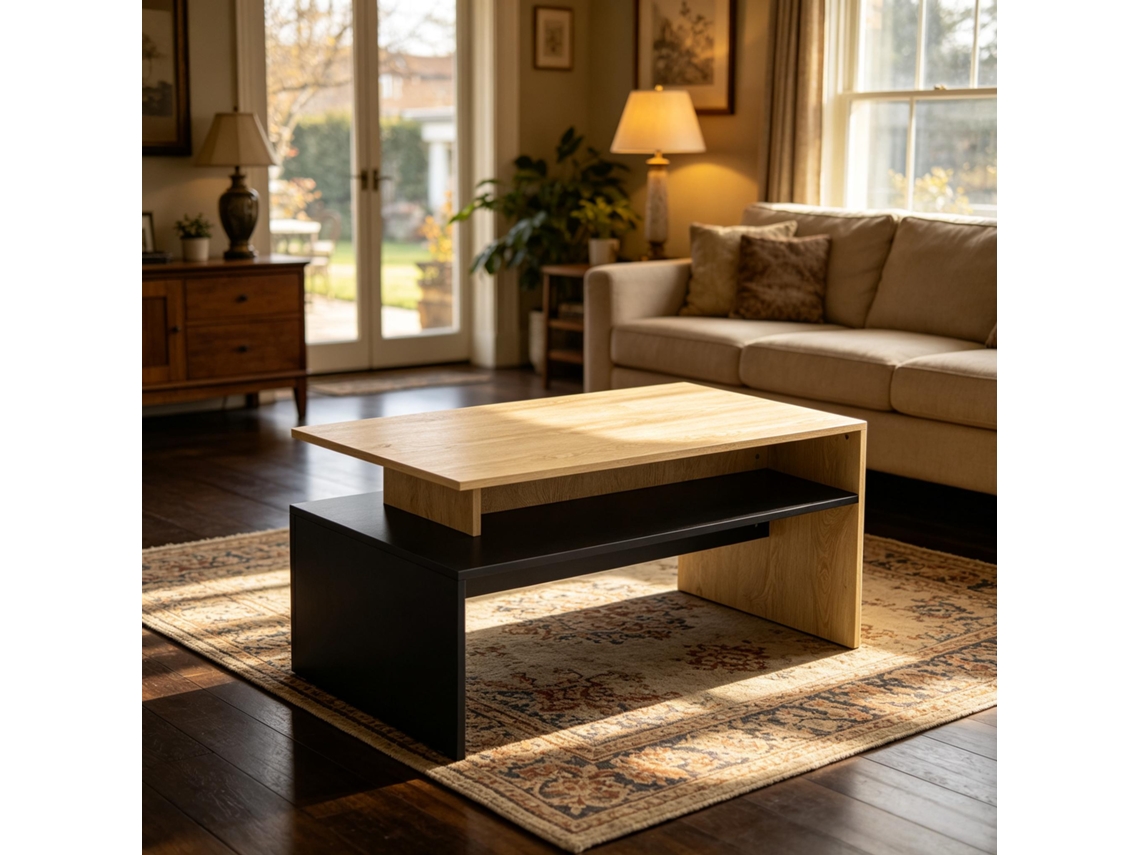 Mesa De Centro Moderna Com Prateleira De Arrumação