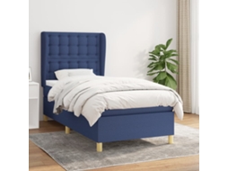 Cama Com Molas/colchão 80x200 Cm Tecido Azul
