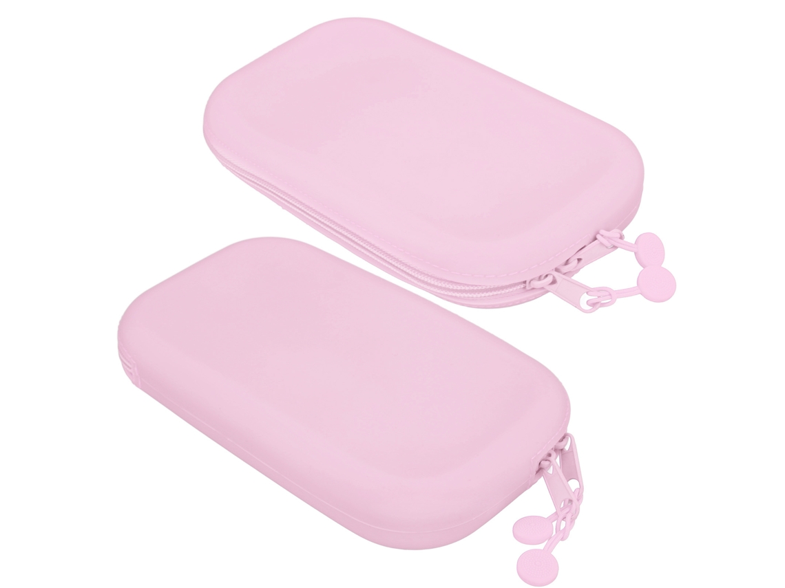 Bolsa De Lápices Ligera De Silicona Tamaño Pequeño Fácil De Usar Para Escuela, Oficina Y Viaje Color Rosa