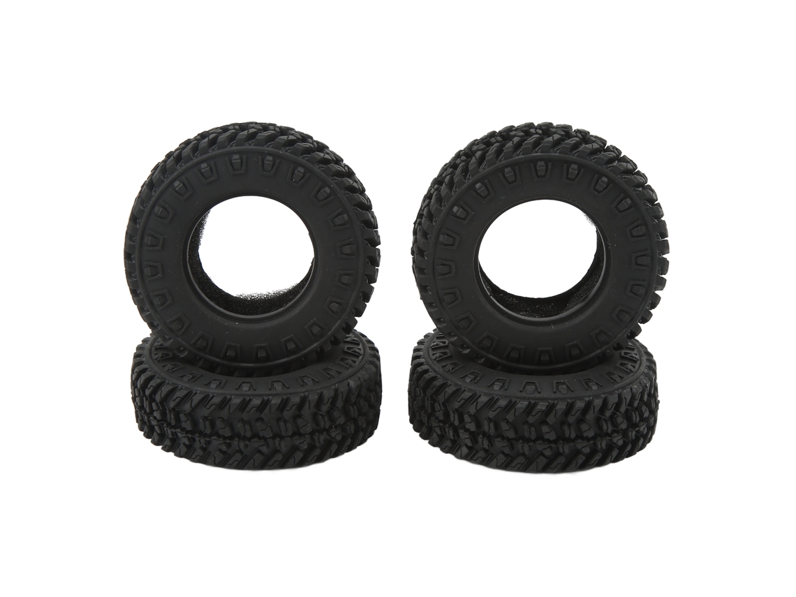 Mali 4 Pneus de Borracha Rc Resistente Ao Desgaste para Carro de Escalada Fms Fcx24 1/24 Preto