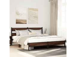 Vidaxl Estrutura Cama Sem Colchão 183x213 Cm Metal Carvalho Castanho