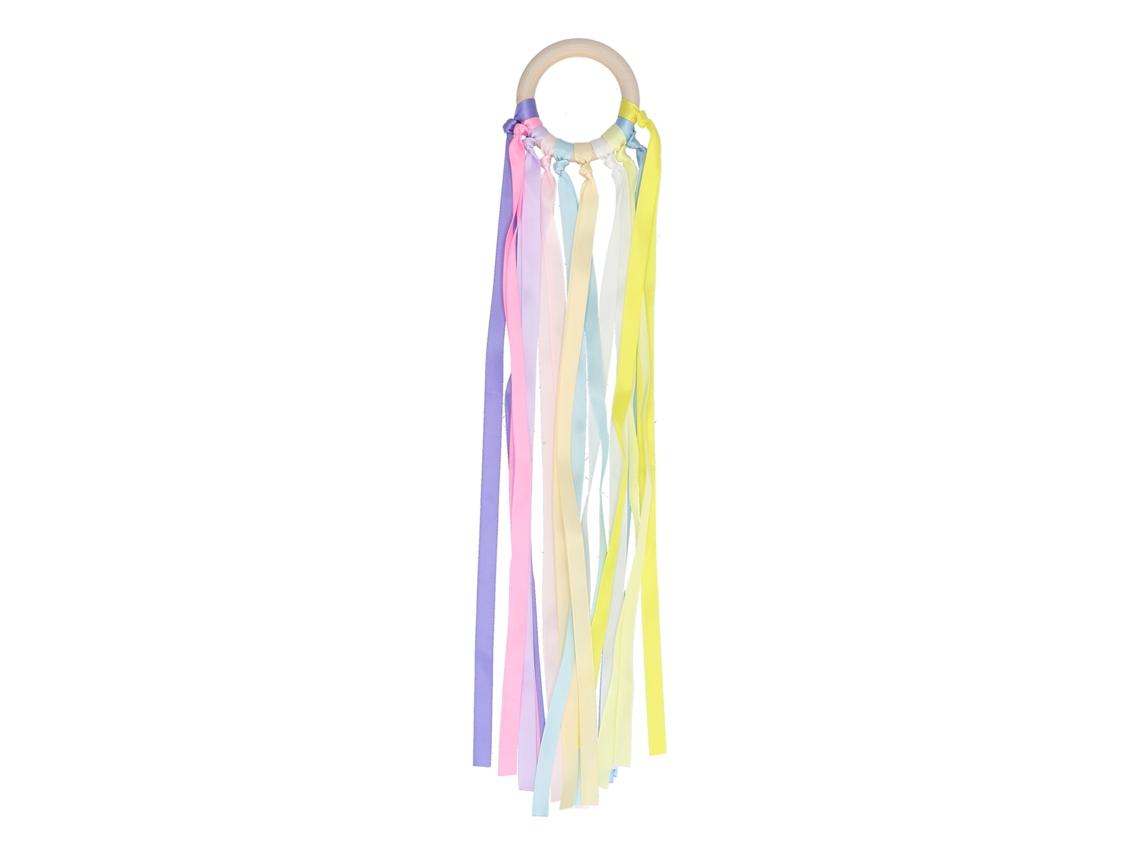 Primerox chupeta de Dentes de Madeira com Fita Colorida Brinquedo Sensorial para Bebê 3 Anos+