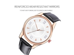 Relógio masculino de quartzo com pulseira de couro e mostrador de vidro casual.