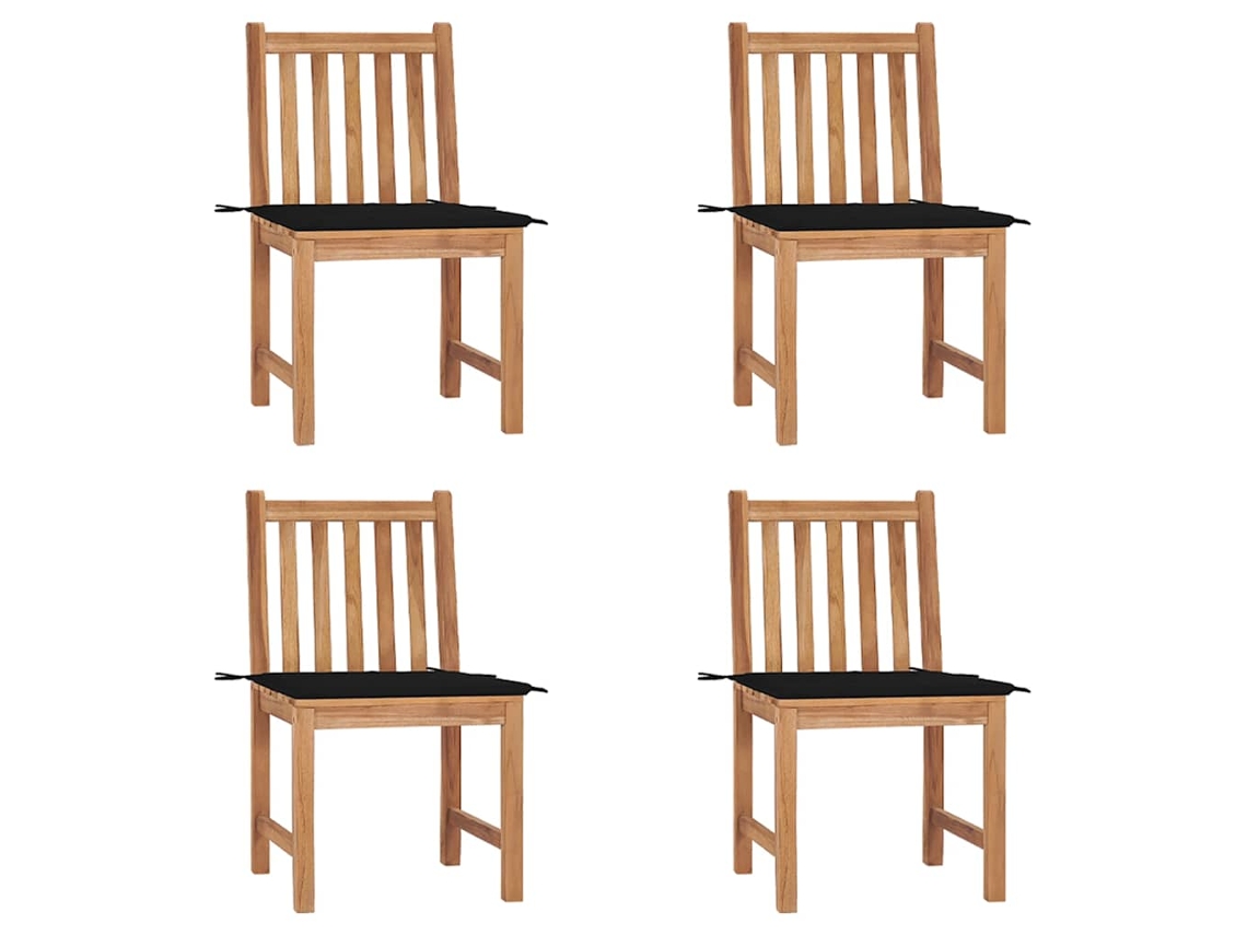 Vidaxl Cadeiras De Jardim C/ Almofadões 4 Pcs Madeira De Teca Maciça