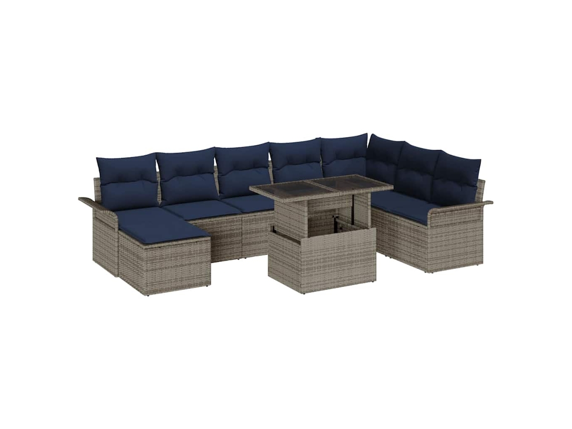 Maison Exclusive - Conjunto De Sofá De Jardim Com Almofada 9 Pcs Cinzeto