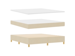 Cama  Com Estrado E Colchão Creme Vidaxl Tecido (180x200 Cm)