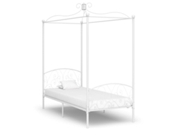 Vidaxl Estrutura De Cama Com Dossel Metal Branco 90x200 Cm