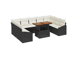Maison Exclusive - Conjunto De Jantar Para Jardim 10 Pcs Preto E Creme