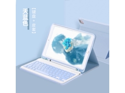 Capa Com Teclado Bluetooth Em Couro Compatível Com Ipad Mini 68,3", Magnética, Cor Azul Celeste