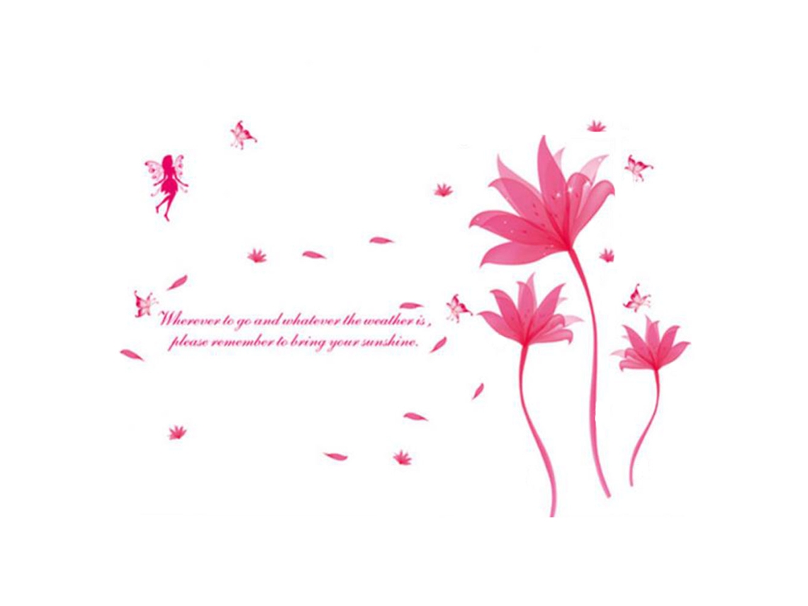 Adesivo de Parede Vinil Floral Rosa Removível Decorativo para Sala de Estar Quarto Bebê | S/MARCA