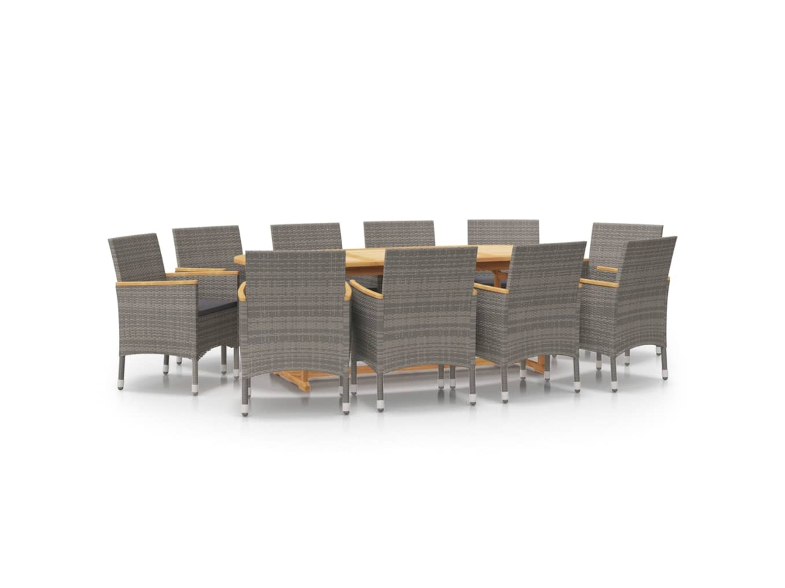 Maison Exclusive - 11 Pcs Conjunto De Jantar Para Jardim Com Almofadões Cinzento