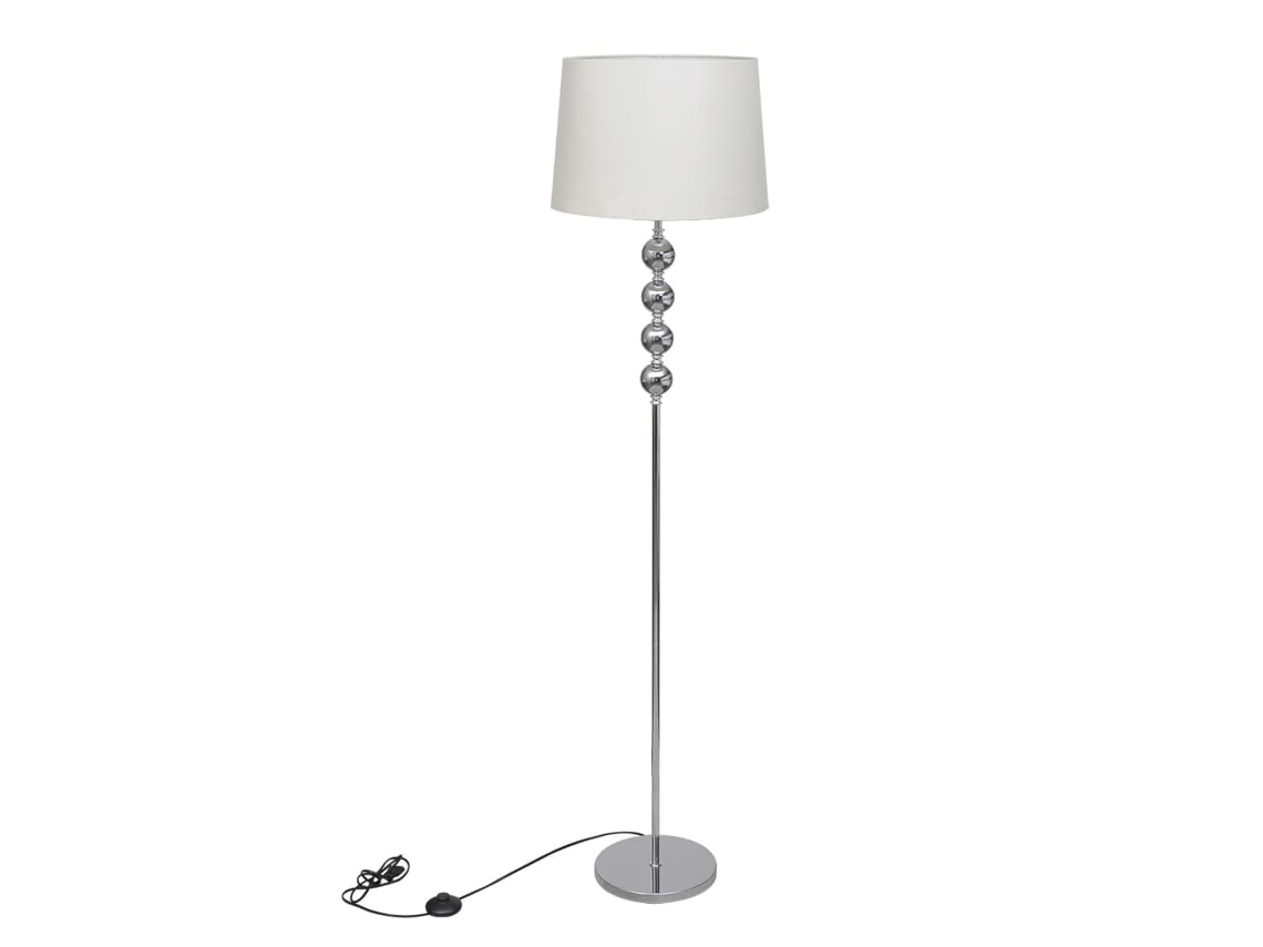 Candeeiro De Chão Suporte Alto + Abajur E 4 Bolas Branco