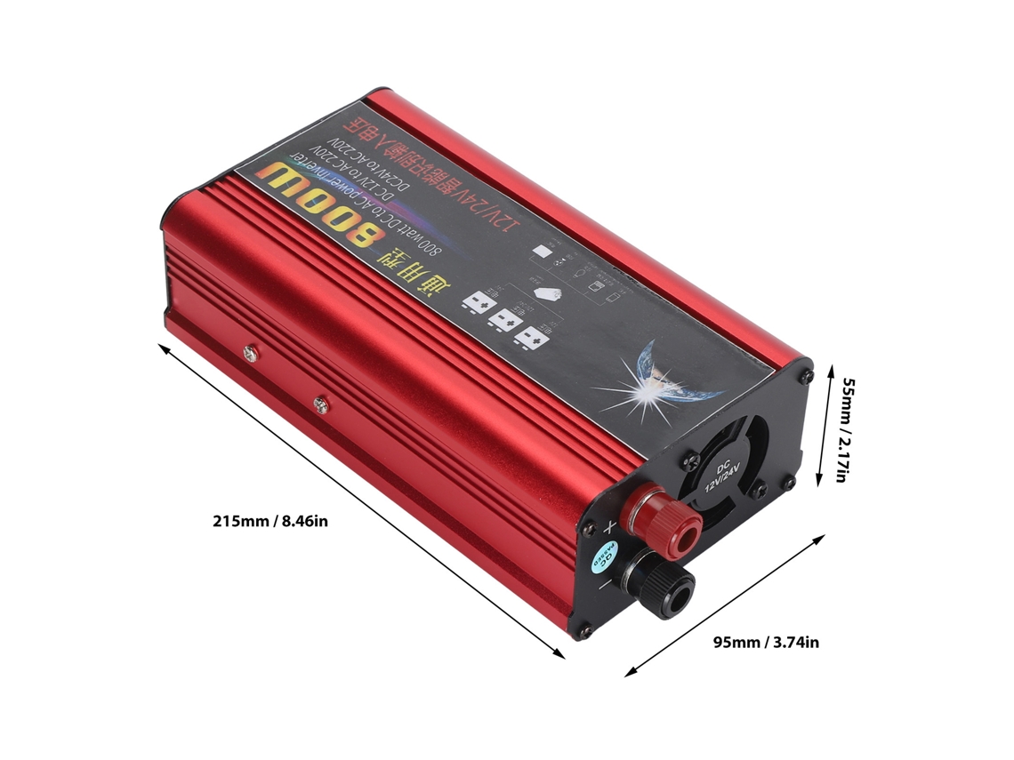 Laxiscreed Inversor De Potência 800w 12v/24v Dc Para Veículos E Painéis Solares