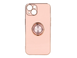Capa de Telefone para Iphone 13 com Anel Giratório de Ouro Rosa e Suporte Magnético Leve de Tpu Rosa Claro