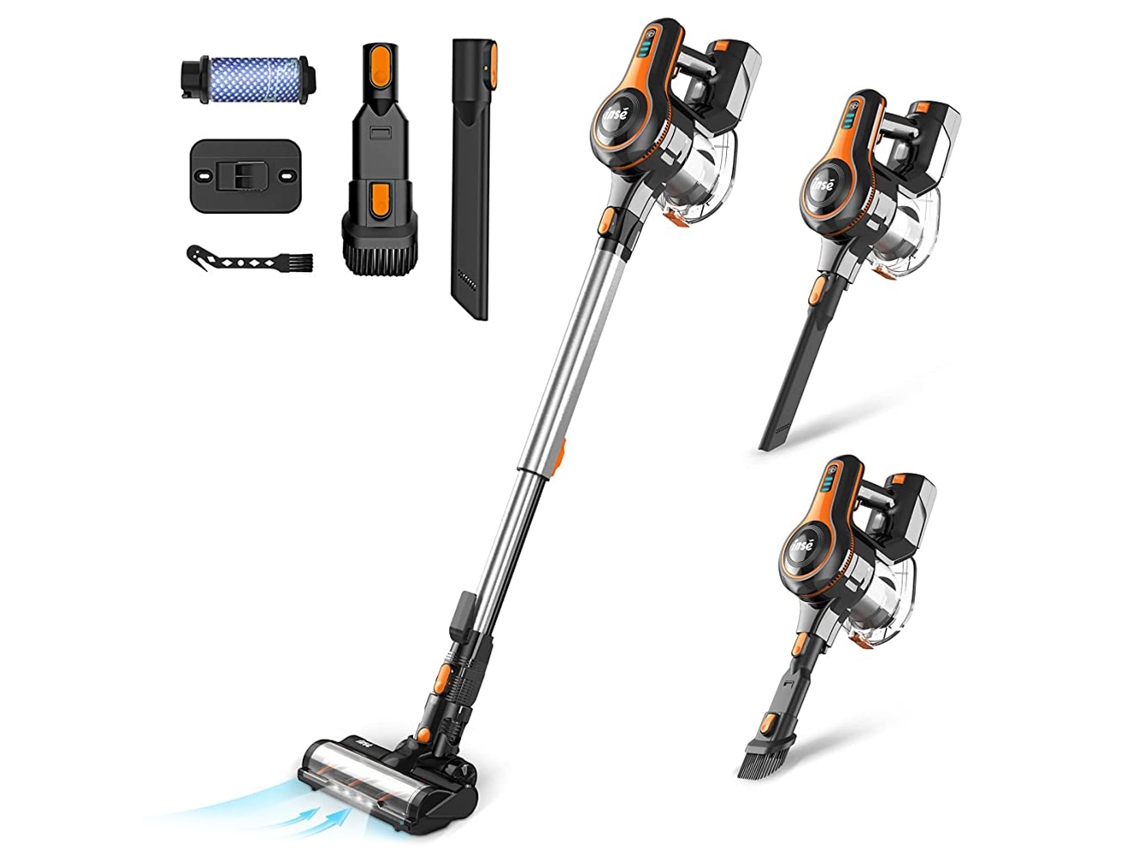 Aspirador Vertical Sem Fio Inse S600 25kpa De Sucção 40min De Autonomia Luz Led Laranja