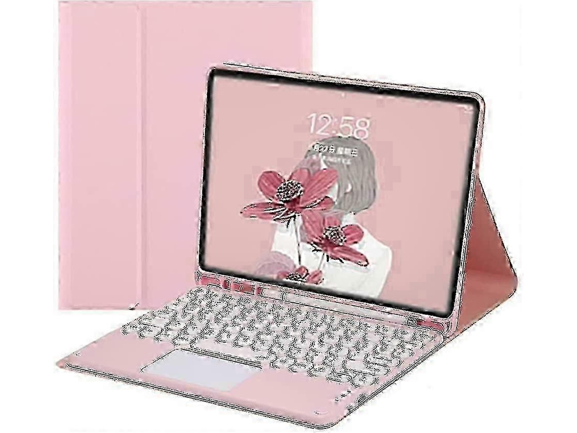 Capa De Teclado Bluetooth Para Tablet De 12.4 Polegadas 2023, Com Touchpad, Teclas Redondas, Magnética E Destacávelpink