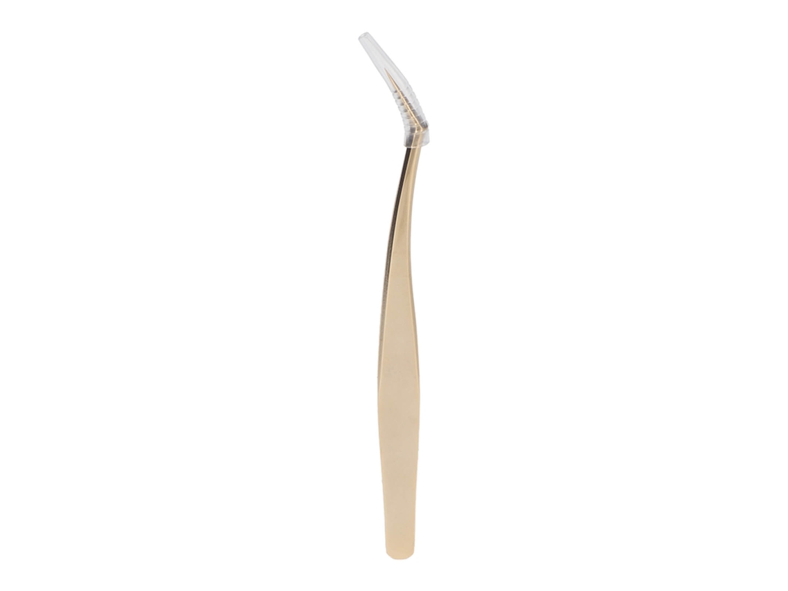 Pincelha De Cílios Extensos De Aço Inoxidável Precisão Dureza Profissional Curva Longa Dourada