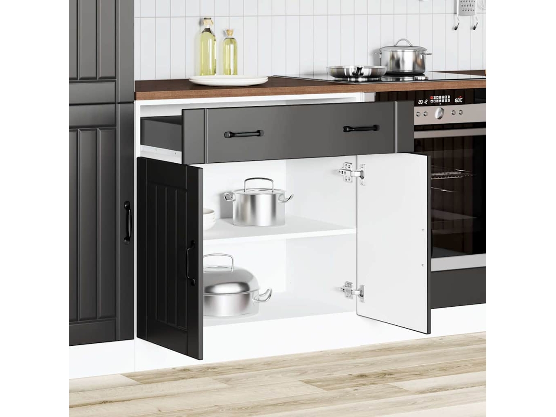 Vidaxl Armário De Cozinha Baixo Lucca Derivados De Madeira Preto
