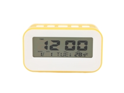 Reloj Despertador Lcd para Niños Con Luz de Fondo, Alarmas Musicales Y Temporizador, Amarillo
