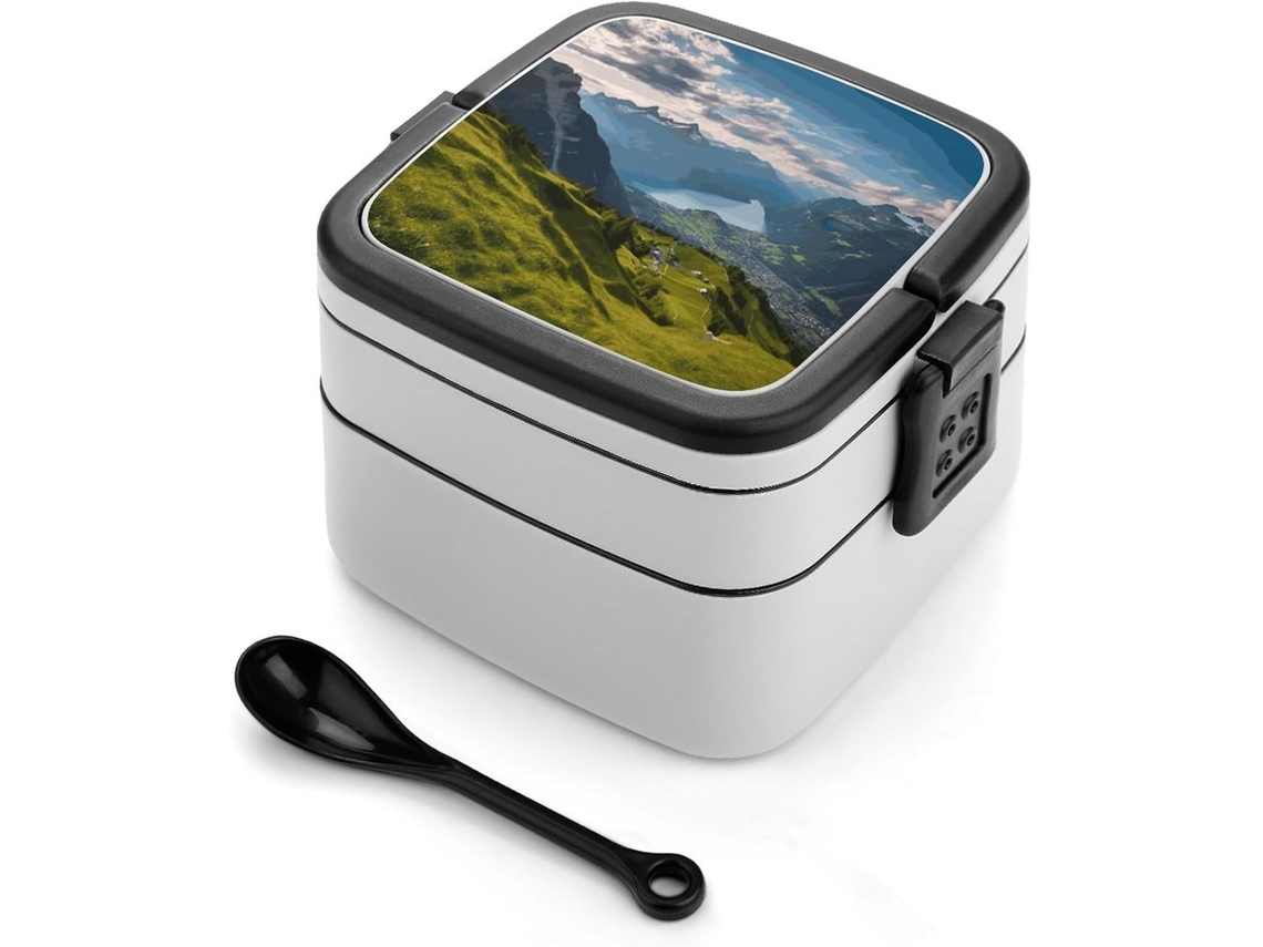 Marmita Bento Swiss Alps De Camada Dupla, Design Moderno E Minimalista, Empilhável, À Prova De Vazamentos, Retangular