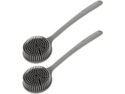 Lurelia Pack De 2 Buchas Vegetais De Banho Para Costas E Corpo, Bucha Vegetal, Cabo Longo E Cor Cinzento