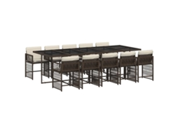 Conjunto de 11 Jantar para Jardim com Almofadões Vime Pe Castanho MAISON EXCLUSIVE